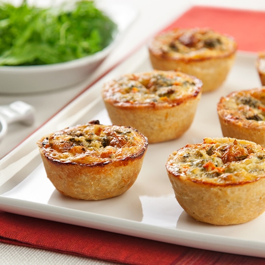 Mini quiches de vegetais e Gruyère 